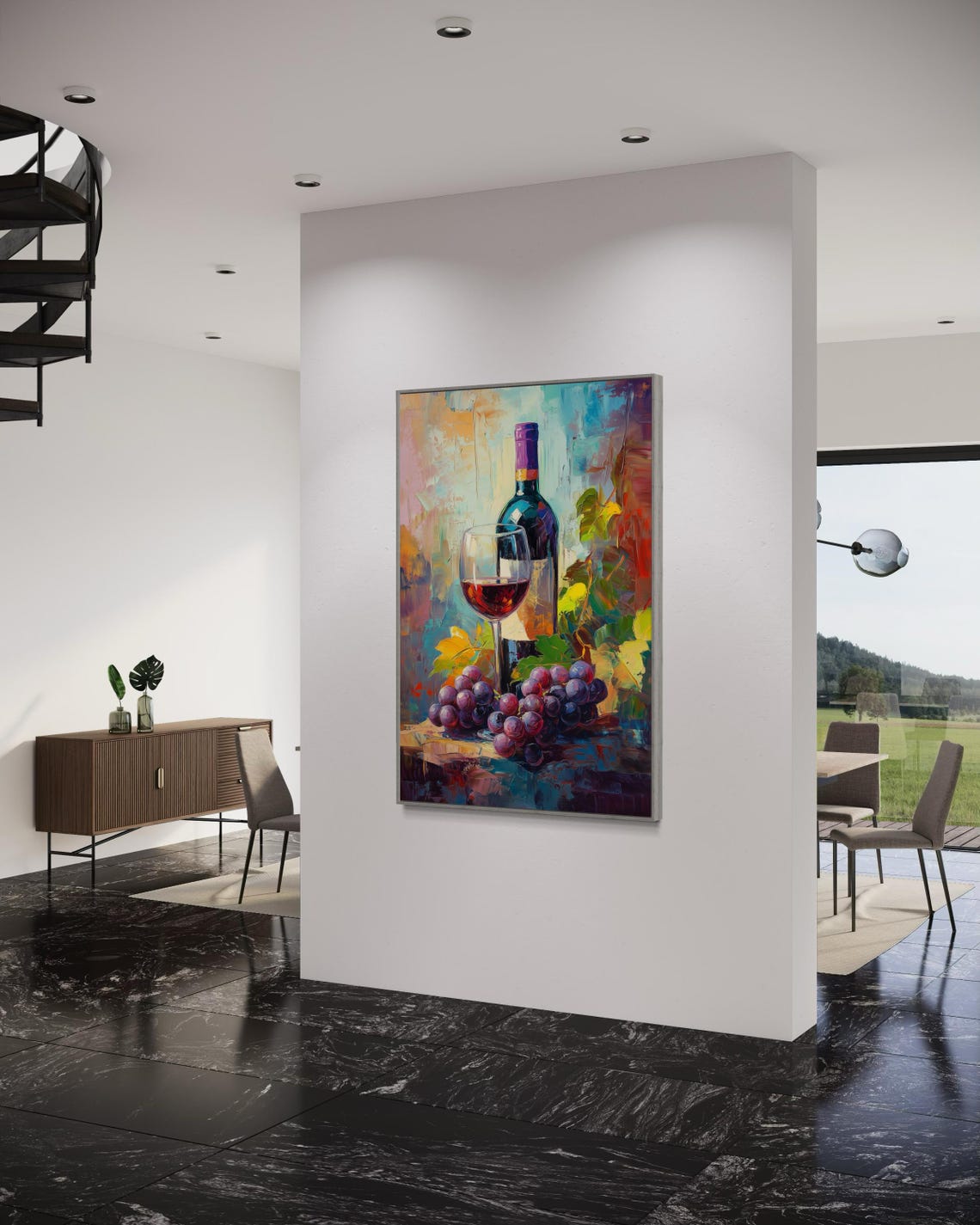 Wine Wall Art Rustic Wine Bottle Vineyard Inspired Home Decor Bold Grapes And Wine Print Perfect For Dining Room Or Above Bed - Image 5