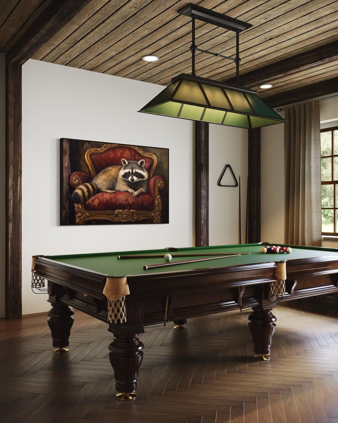 Whimsical Raccoon Lounging Red Baroque Velvet Chair Cute Animal Wall Poster - Image 5