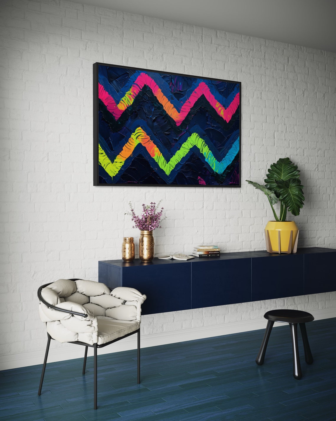 Zigzag Wall Art Vibrant Abstract Print With Bold Colors Modern Design And Geometric Accent For Home And Office Decor - Image 4