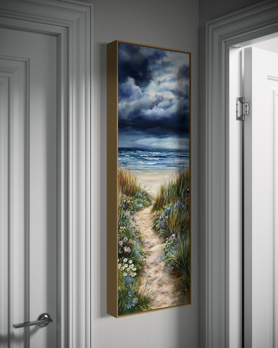 Beach Path Wall Art Serene Ocean Print Coastal Landscape Decor Moody Sea Artwork Rustic Seaside Art For Living Room - Image 3
