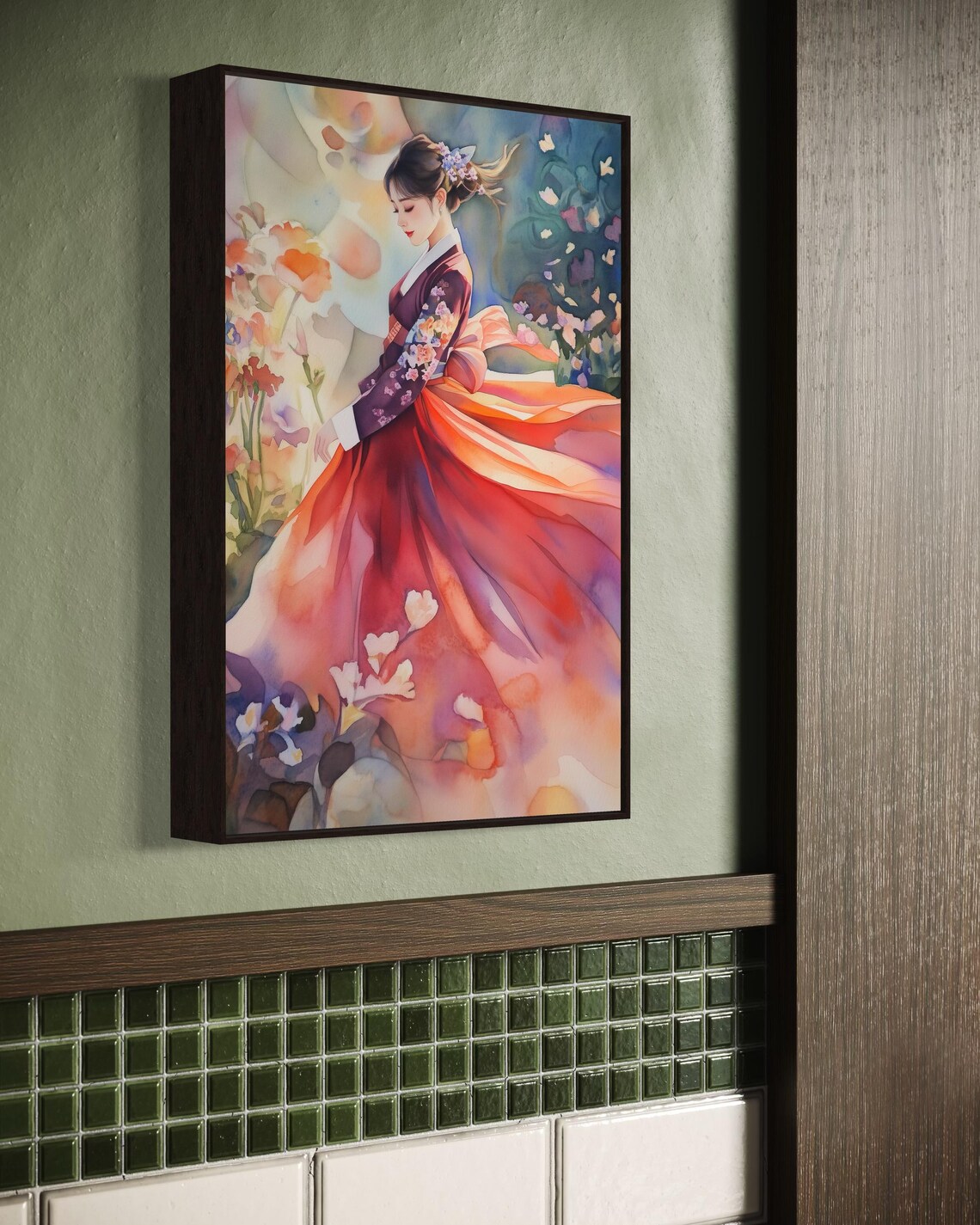 Korean Hanbok Watercolor Art Print, Elegant Cultural Accent - Image 3