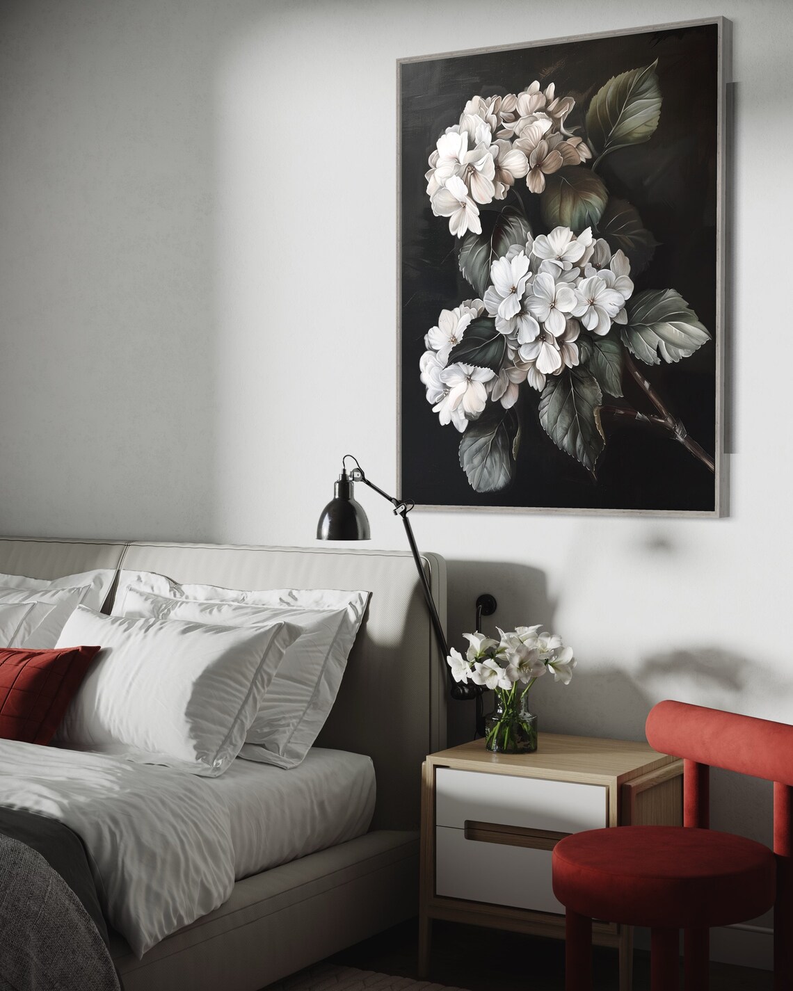 Moody Hydrangea Elegance, Dark Academia Decor - Image 3