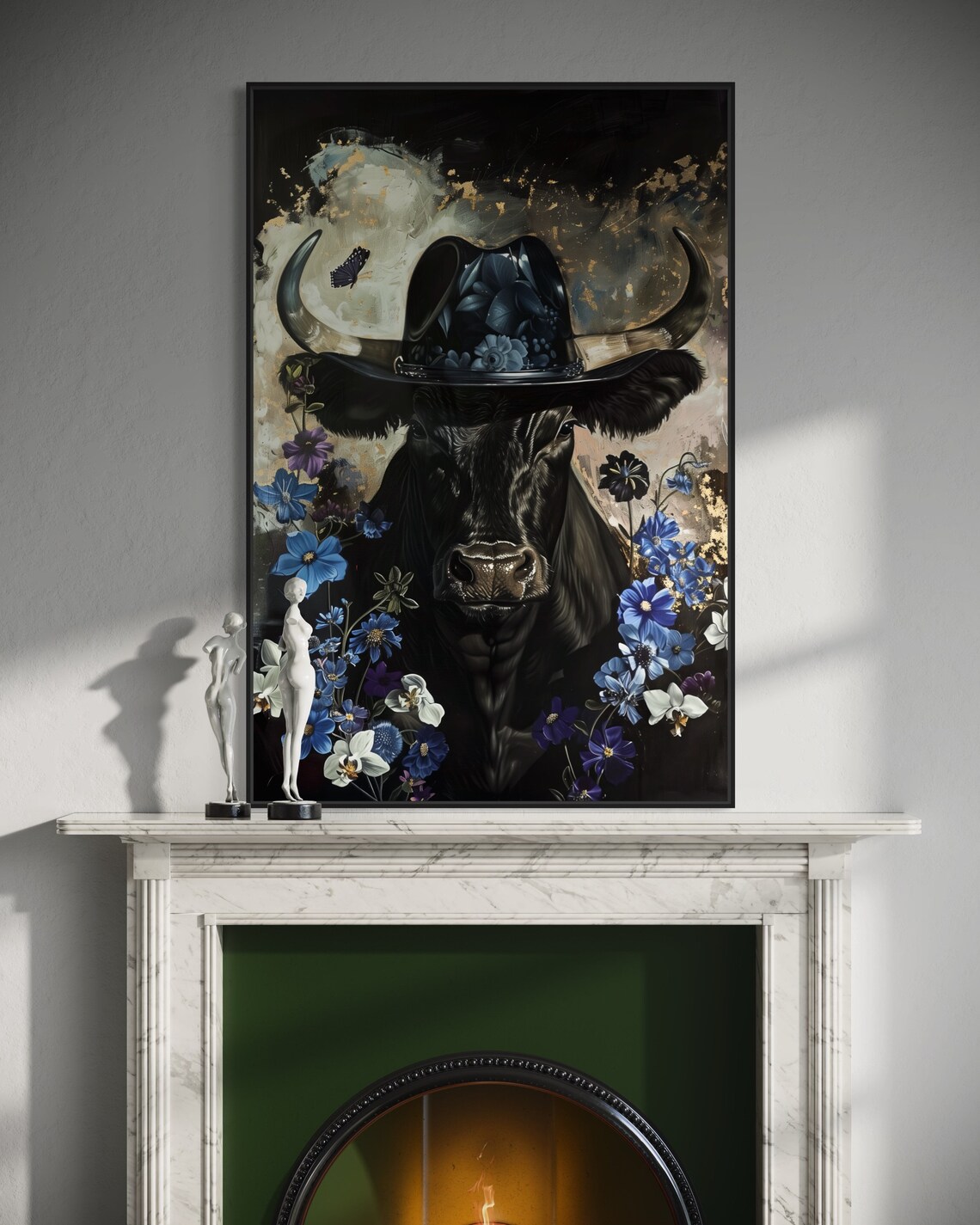 Whimsical Buffalo Dark Academia Art Print, Rustic - Image 4