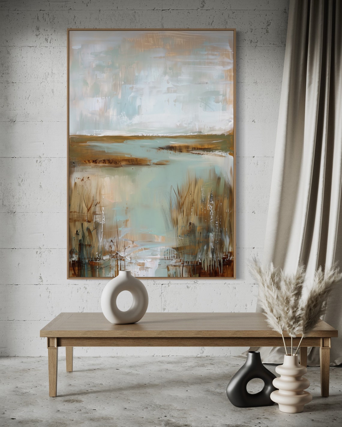 Tranquil Marshlands Abstract Earth Tone Muted Landscape Art Poster - Image 2