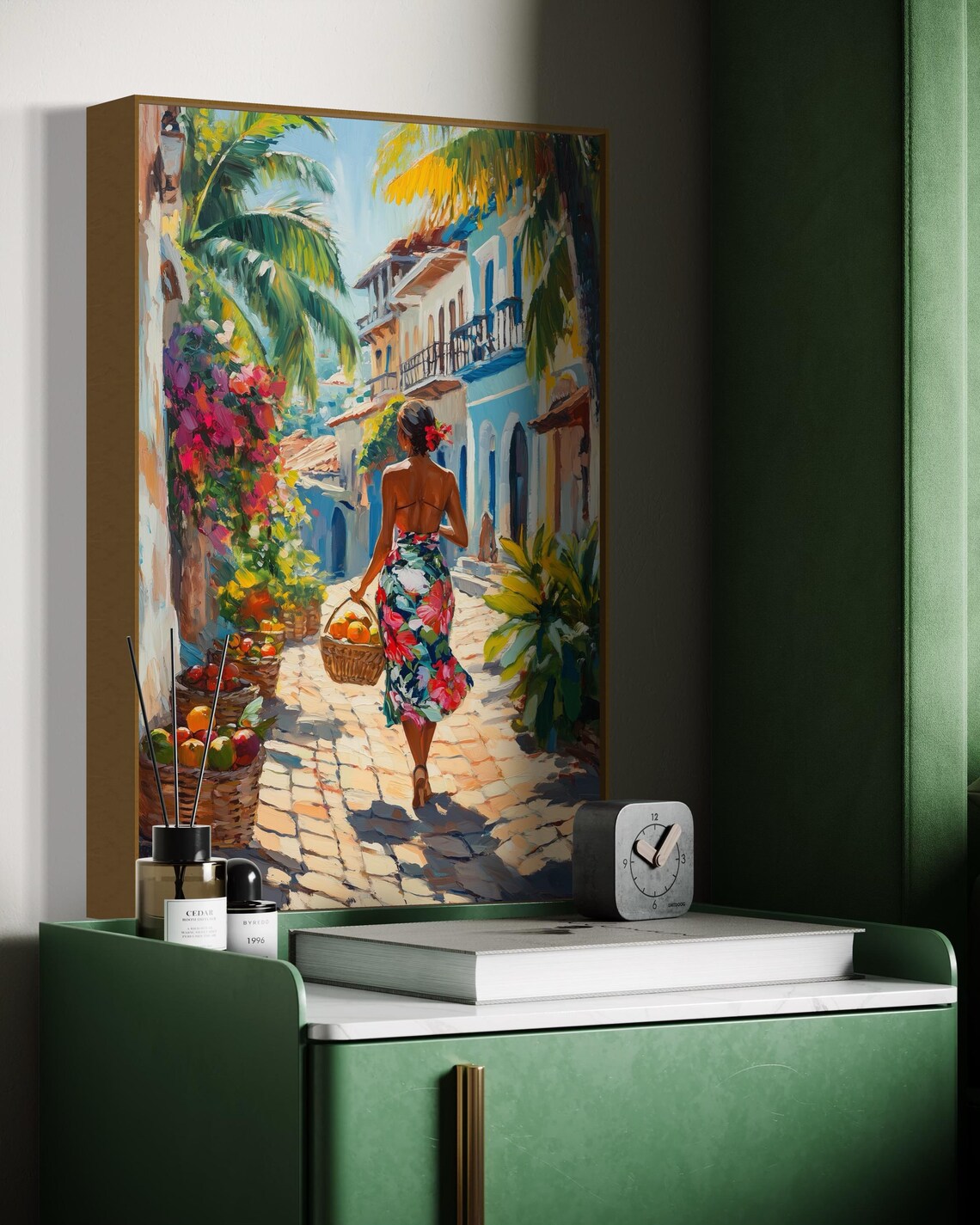 Caribbean Woman Tropical Market Scene Art Print - Image 4