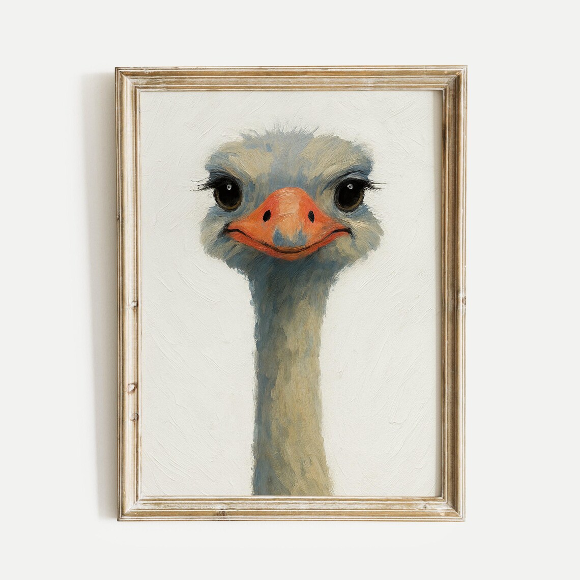 Funny Ostrich Face Portrait with Big Eyes Cute Safari Bird Poster