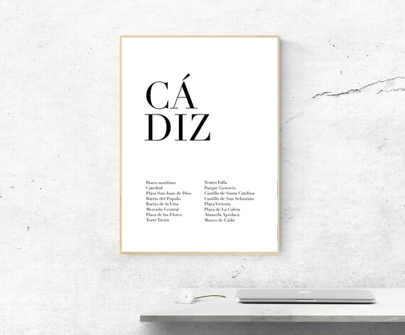 Cadiz Spain City Attractions List Minimalist Typography Poster