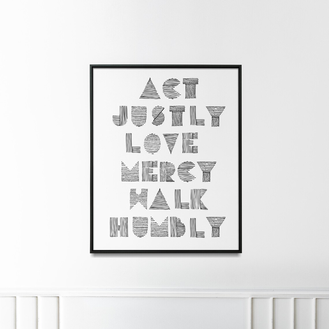 Act Justly Love Mercy Walk Humbly Typography Scripture Print Micah 6v8 Black And White Minimalist Christian Dcor Bible Journaling - Image 2