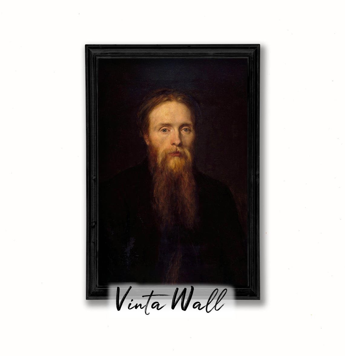 Portrait Man Oil Painting Farmhouse Dark Academia Vintage Print Gentleman Long Black Beard Art Country Wall Antique Moustache - Image 2