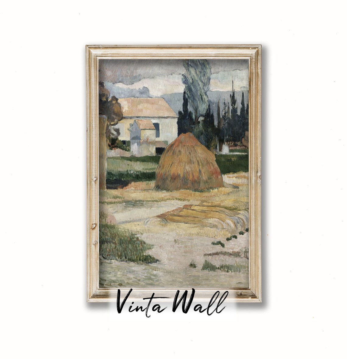 Farmhouse Haystack Rural Harvest Vintage Countryside Art Poster