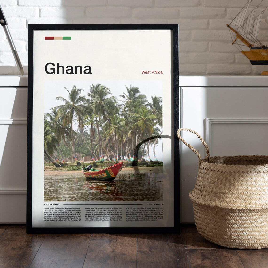 Ghana Ada Foah Colorful Fishing Boat Palm Trees Photography Poster - Image 5