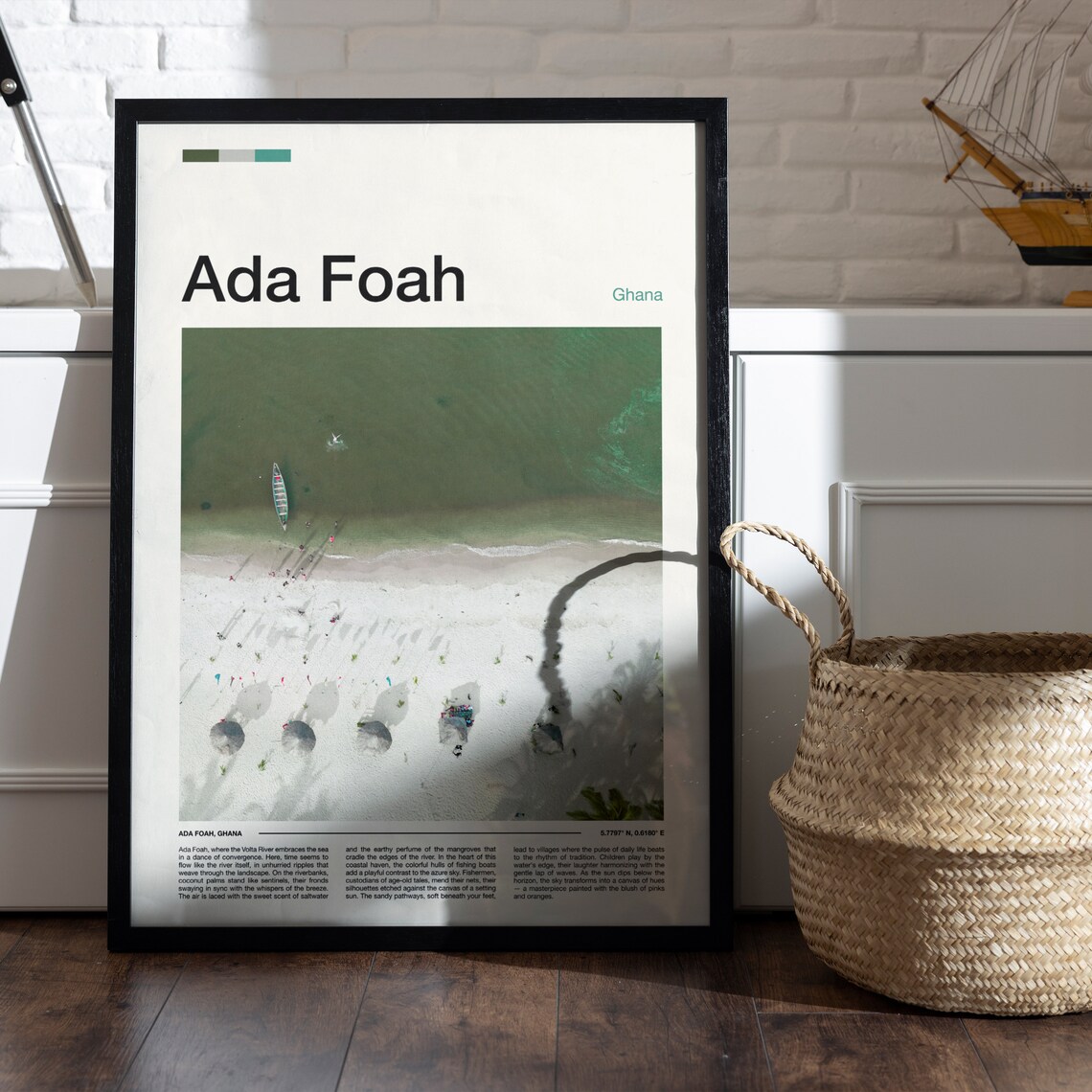 Ada Foah Ghana Aerial Beach Fishing Boats Coastal View Poster - Image 5
