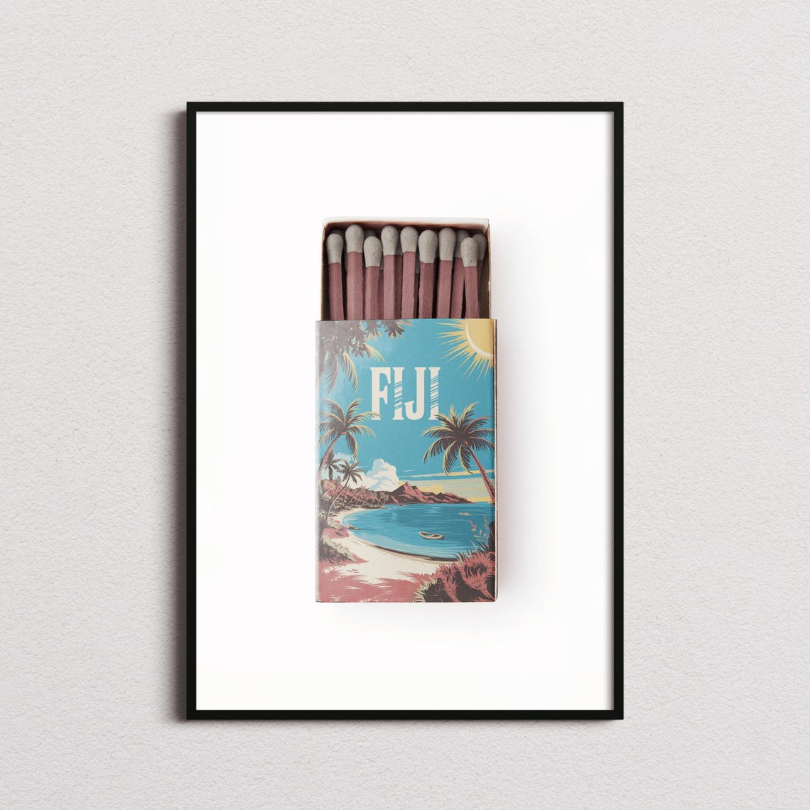Fiji Matchbox Print Fiji Print Fiji Poster Fiji Wall Art Fiji Art Print Fiji Gifts