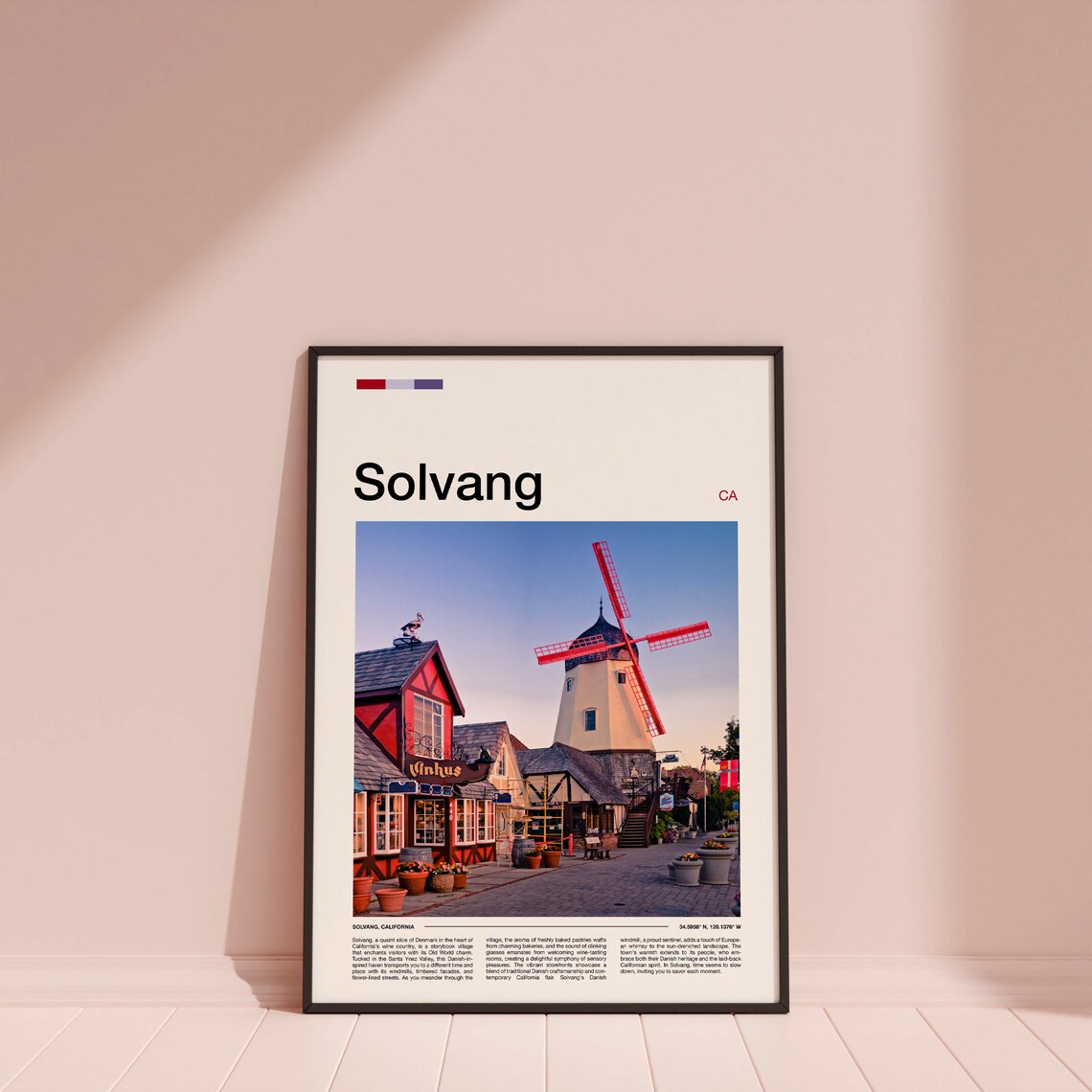 Solvang California Danish Village Red Windmill Street Poster - Image 4
