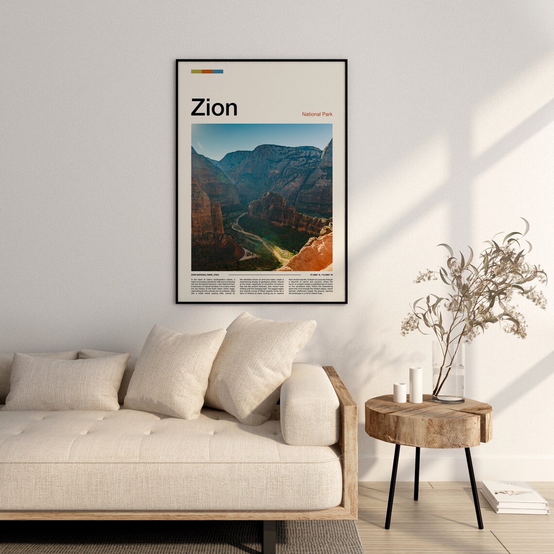 Zion National Park Print Zion National Park Poster Zion Wall Art Zion Art Print Zion Photo - Image 3