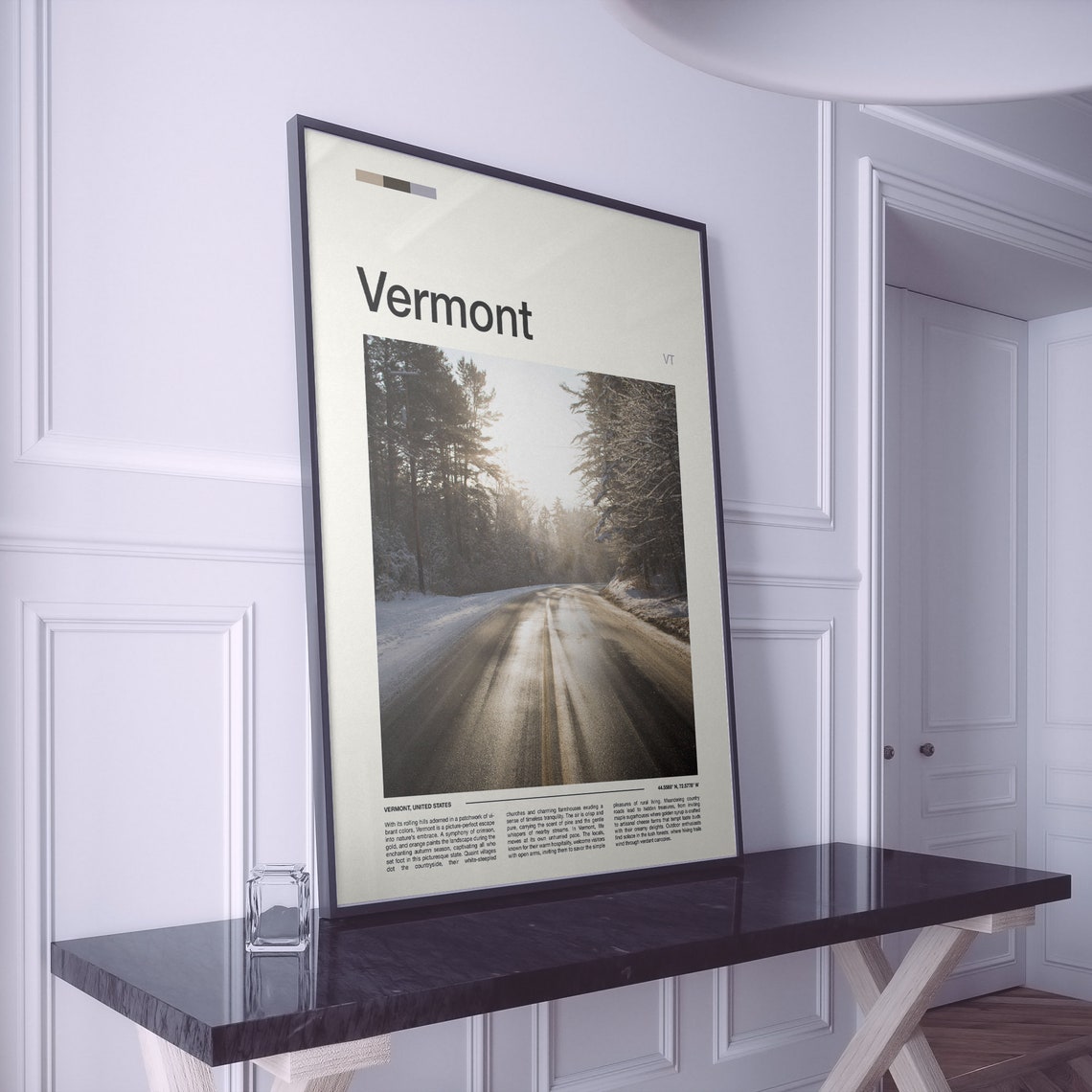 Vermont Snowy Forest Road in Winter Sunlight Nature Photography Poster - Image 2