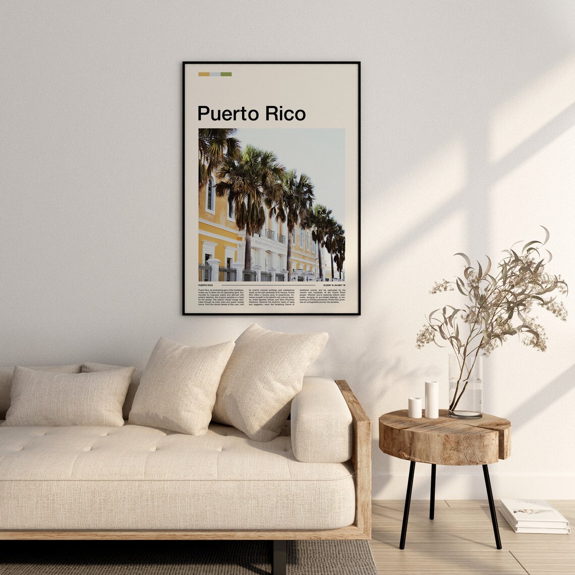 Puerto Rico San Juan Palm Tree Colonial Building Street Poster - Image 3