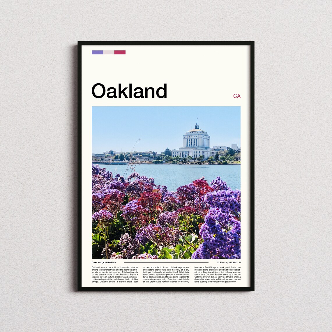 Oakland California Blooming Flowers City Hall Bay View Travel Poster