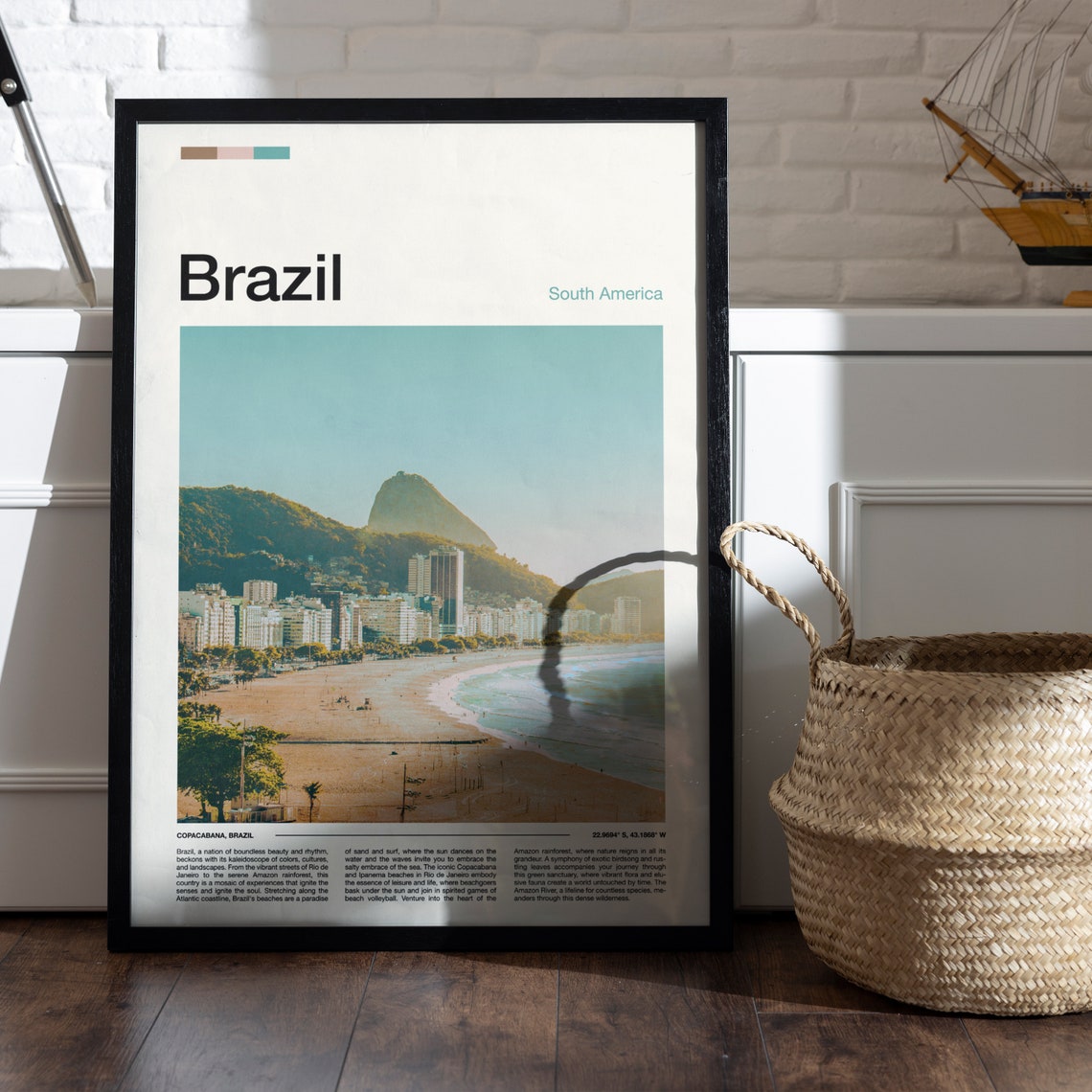 Copacabana Beach Rio De Janeiro Brazil Coastline Travel Poster - Image 4