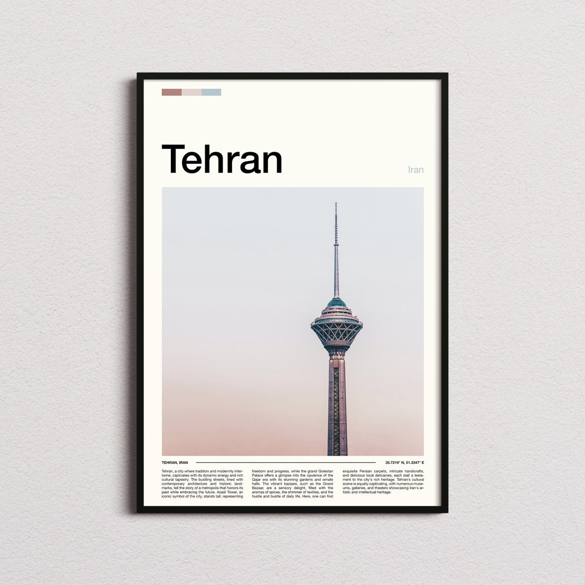 Tehran Iran Milad Tower Landmark Minimalist City Photo Poster