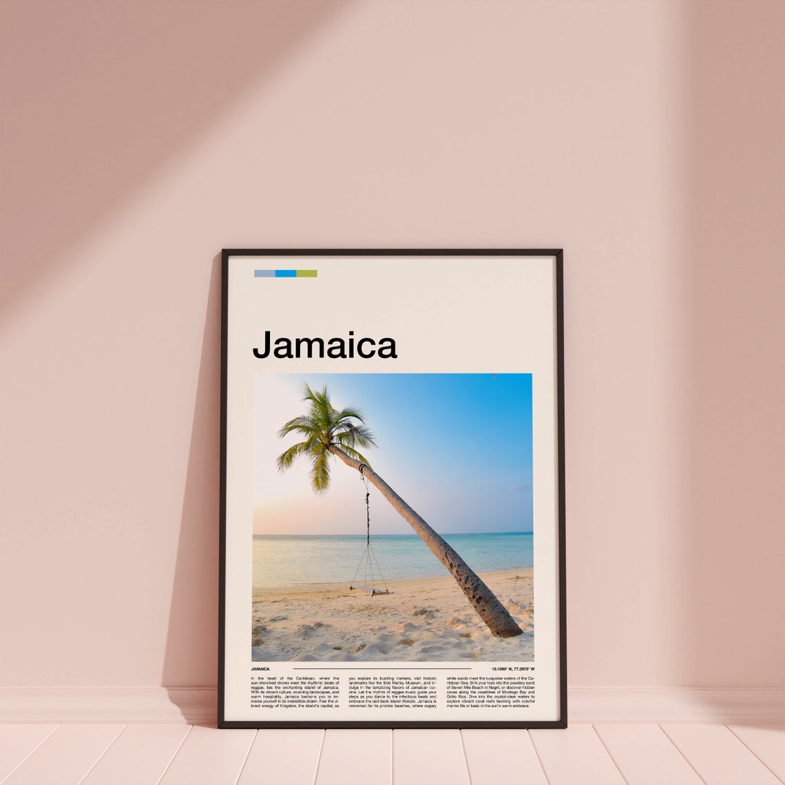 Jamaica Caribbean Beach Leaning Palm Tree Swing Photo Poster - Image 2