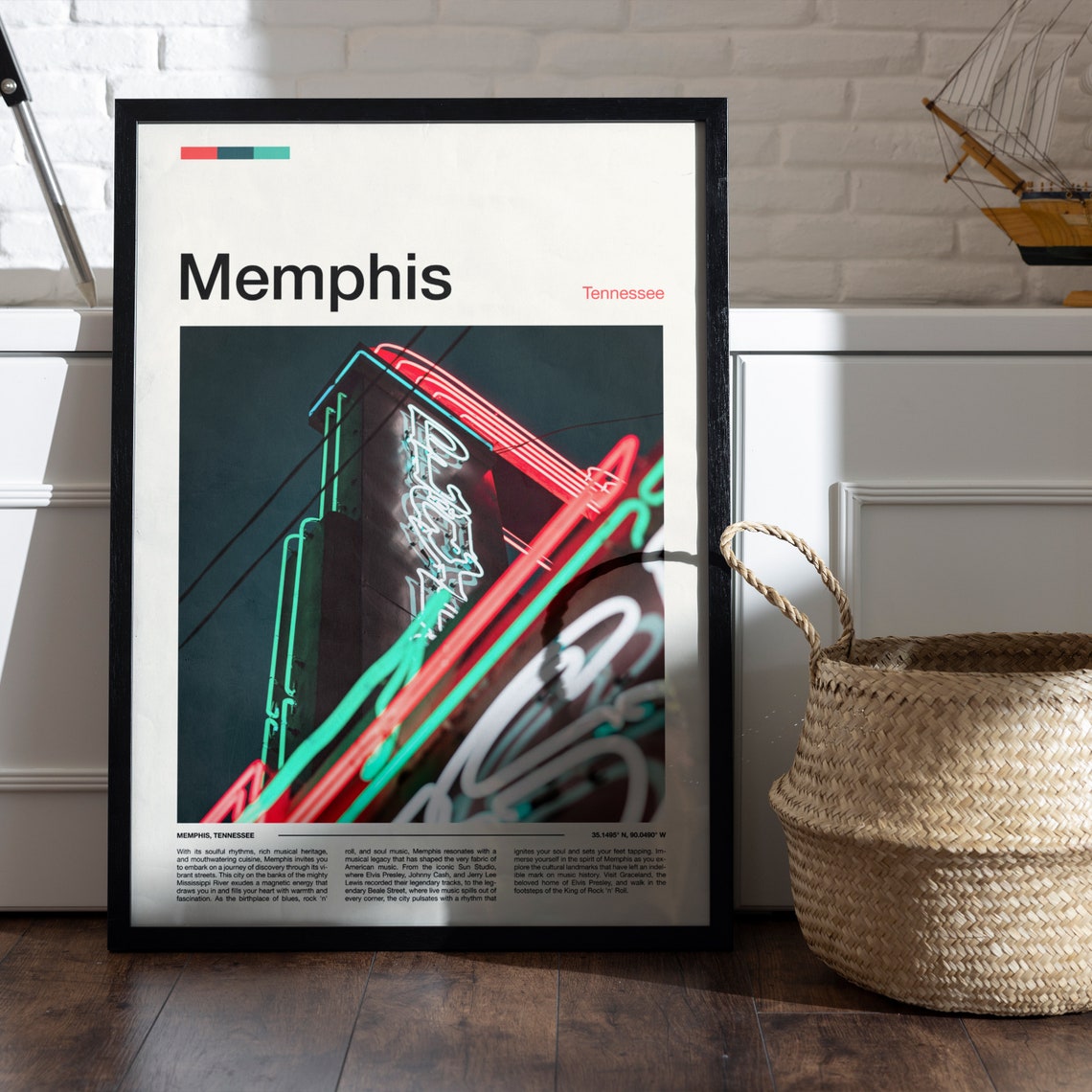 Memphis Tennessee Music City Neon Sign Night Minimalist Photo Poster - Image 5