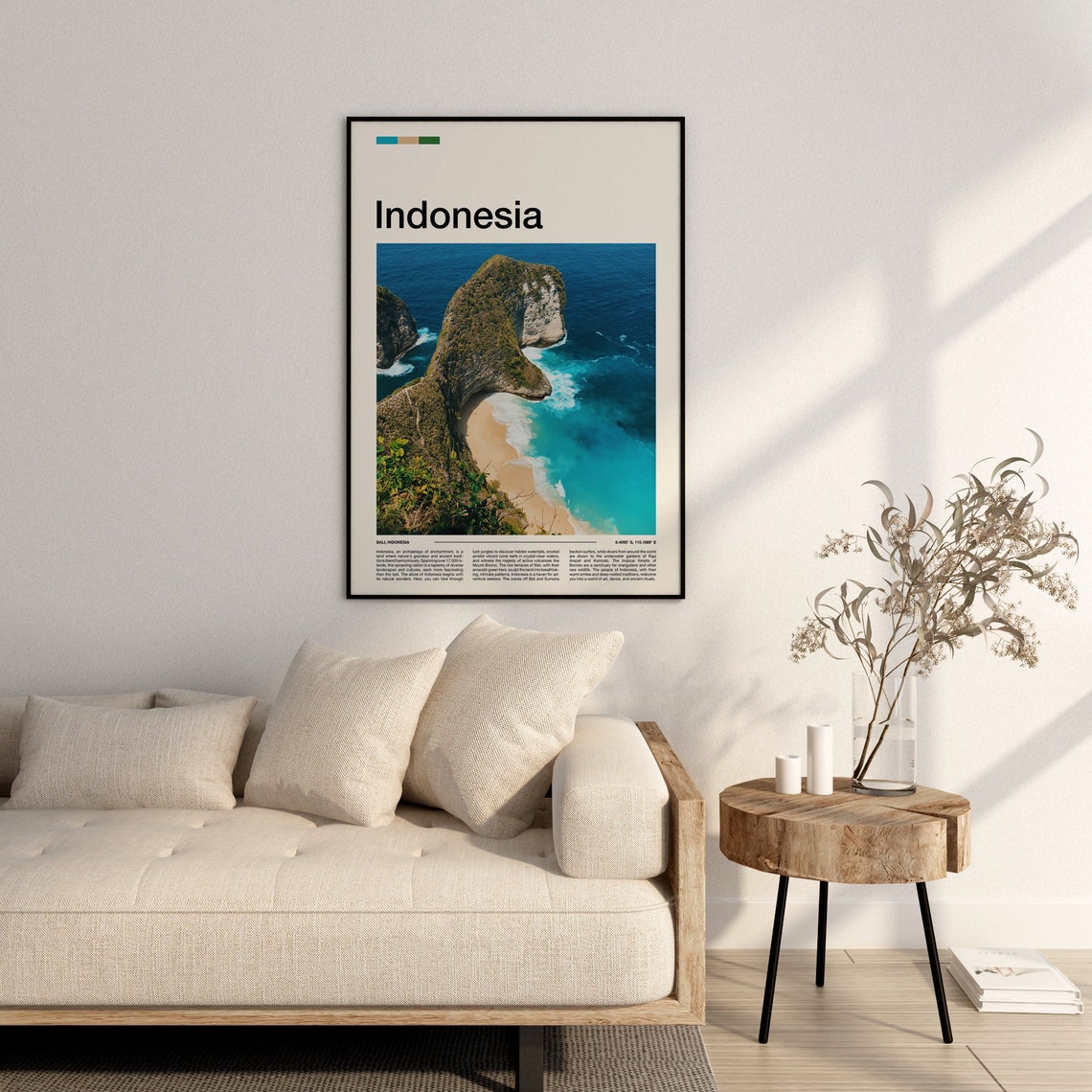 Indonesia Bali Cliff Beach Aerial Turquoise Water Travel Poster - Image 3