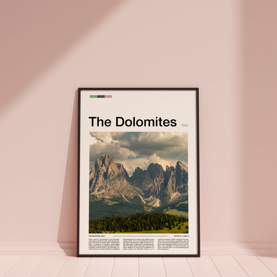 The Dolomites Italy Jagged Peaks Green Valley Mountain Poster - Image 4
