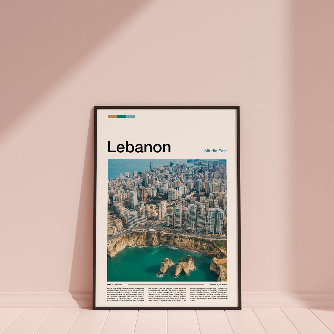 Lebanon Beirut Coastal City Cliffs Turquoise Sea View Poster - Image 4
