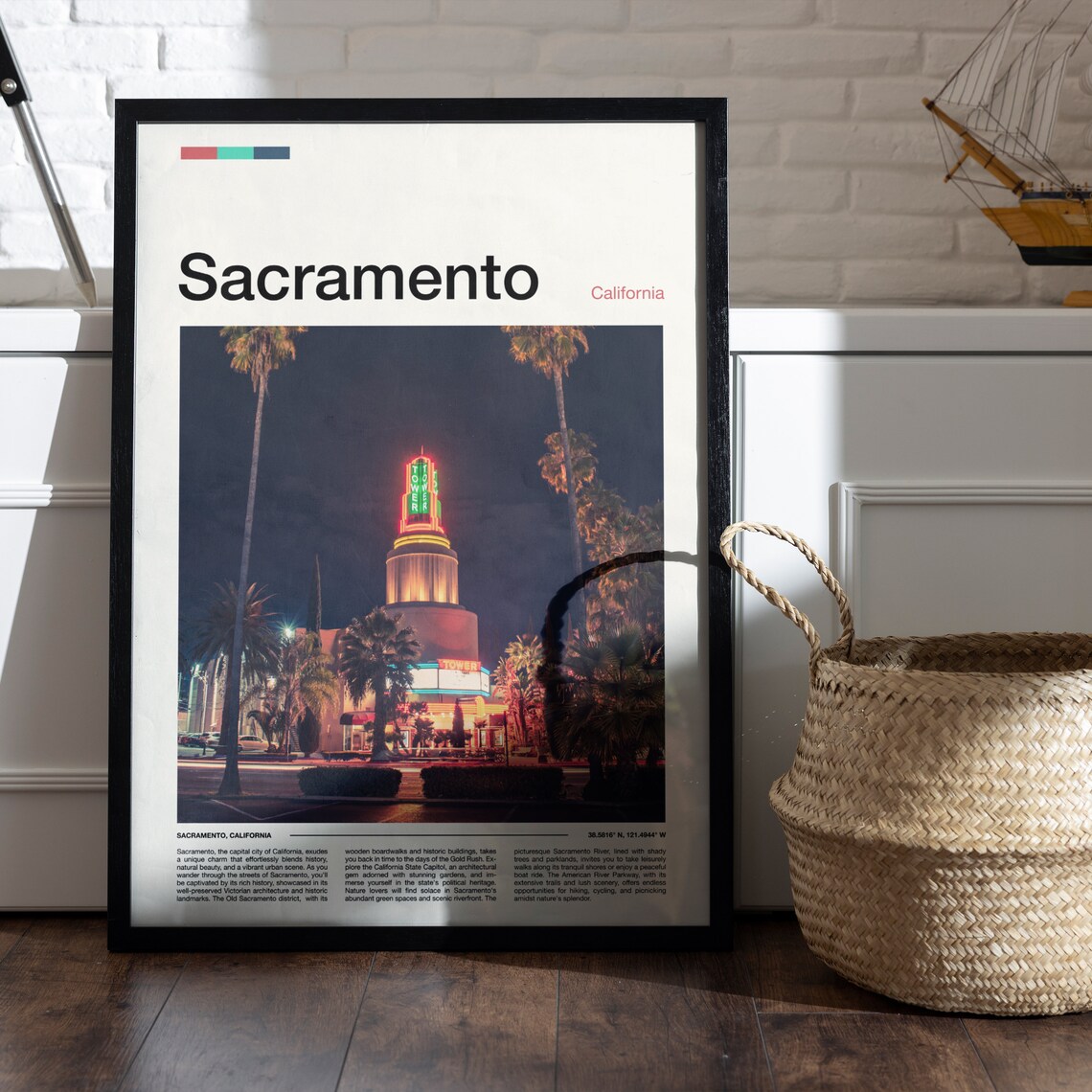 Sacramento California Historic Tower Theatre Neon Night Photo Poster - Image 5