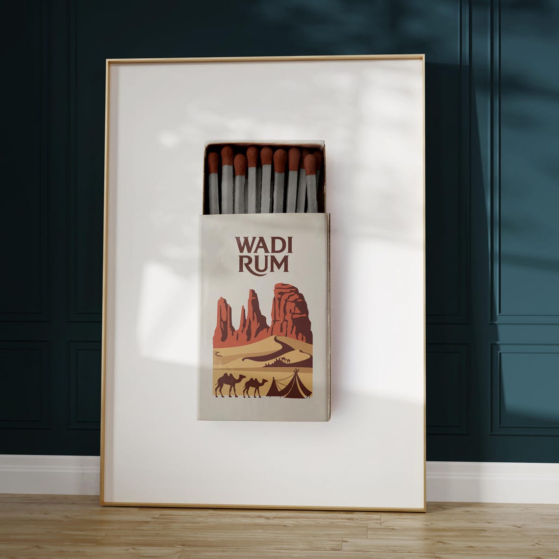 Wadi Rum Jordan Desert Camel Retro Matchbox Art Travel Poster - Image 5