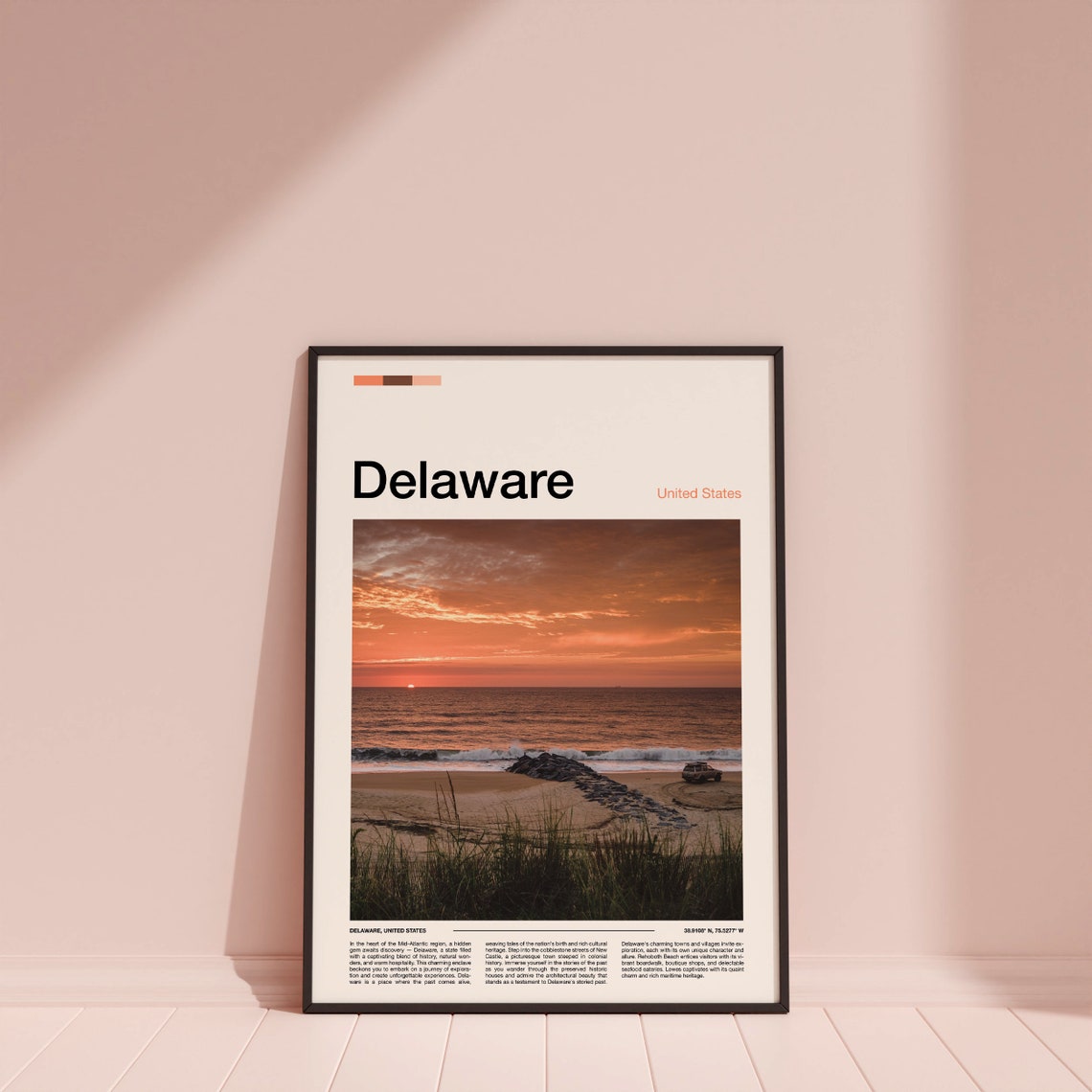 Delaware Beach Sunset Atlantic Ocean Rock Jetty Golden Hour Poster - Image 3