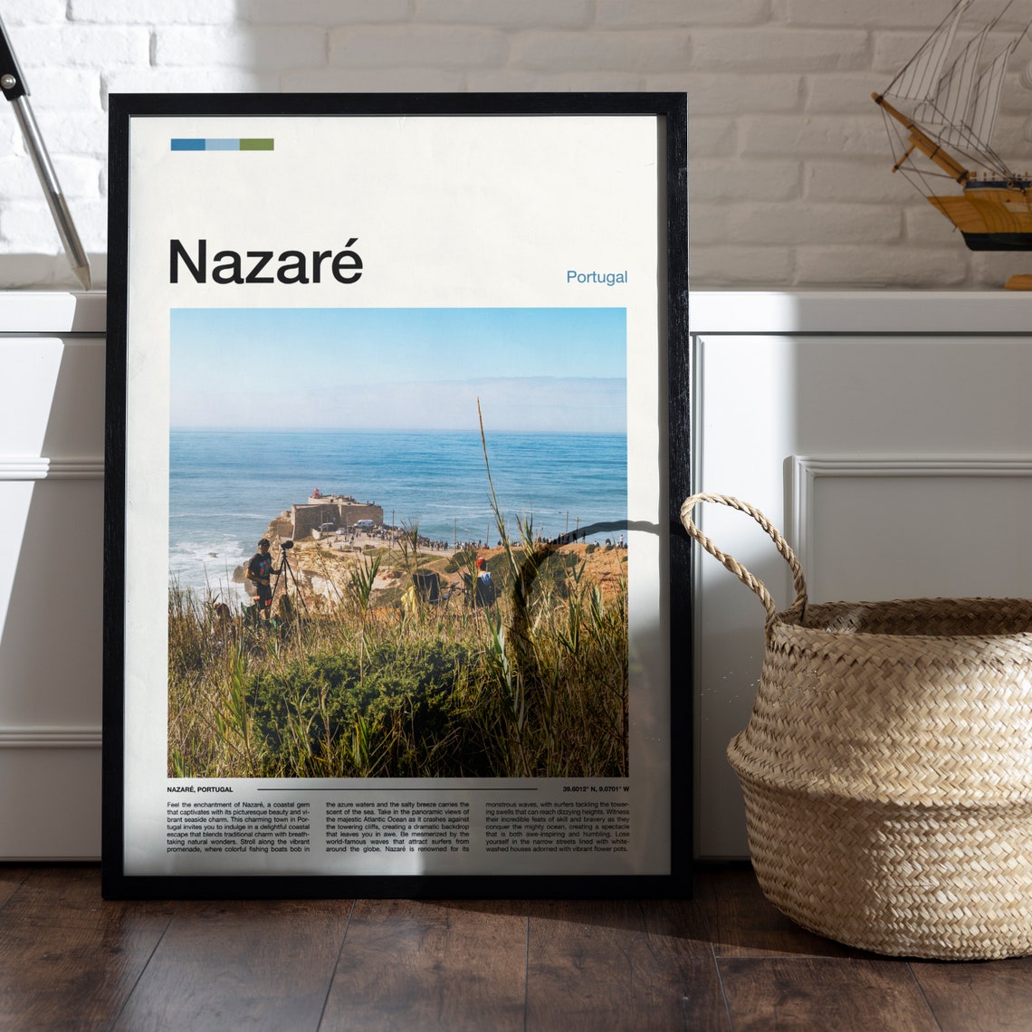 Nazare Portugal Clifftop Beach View Coastal Photography Poster - Image 5