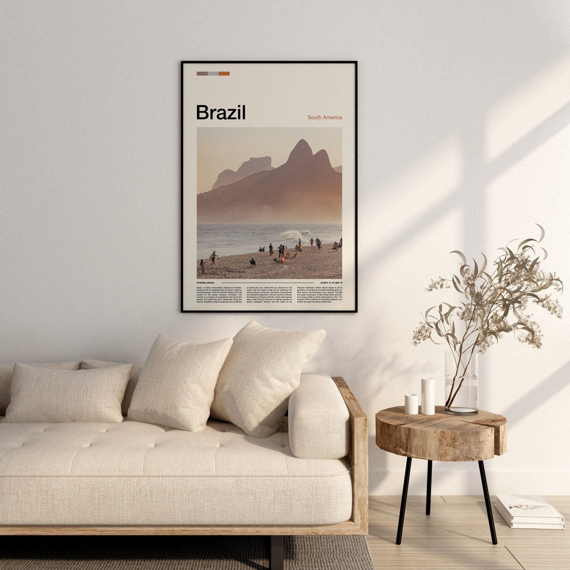 Brazil Ipanema Beach Rio de Janeiro Surfers Mountain Shore Poster - Image 2