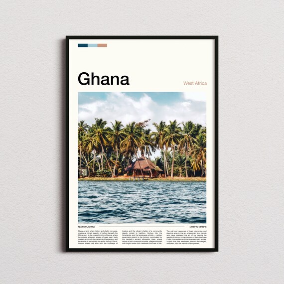 Ghana Ada Foah Palm Island Thatched Hut Riverside Photography Poster