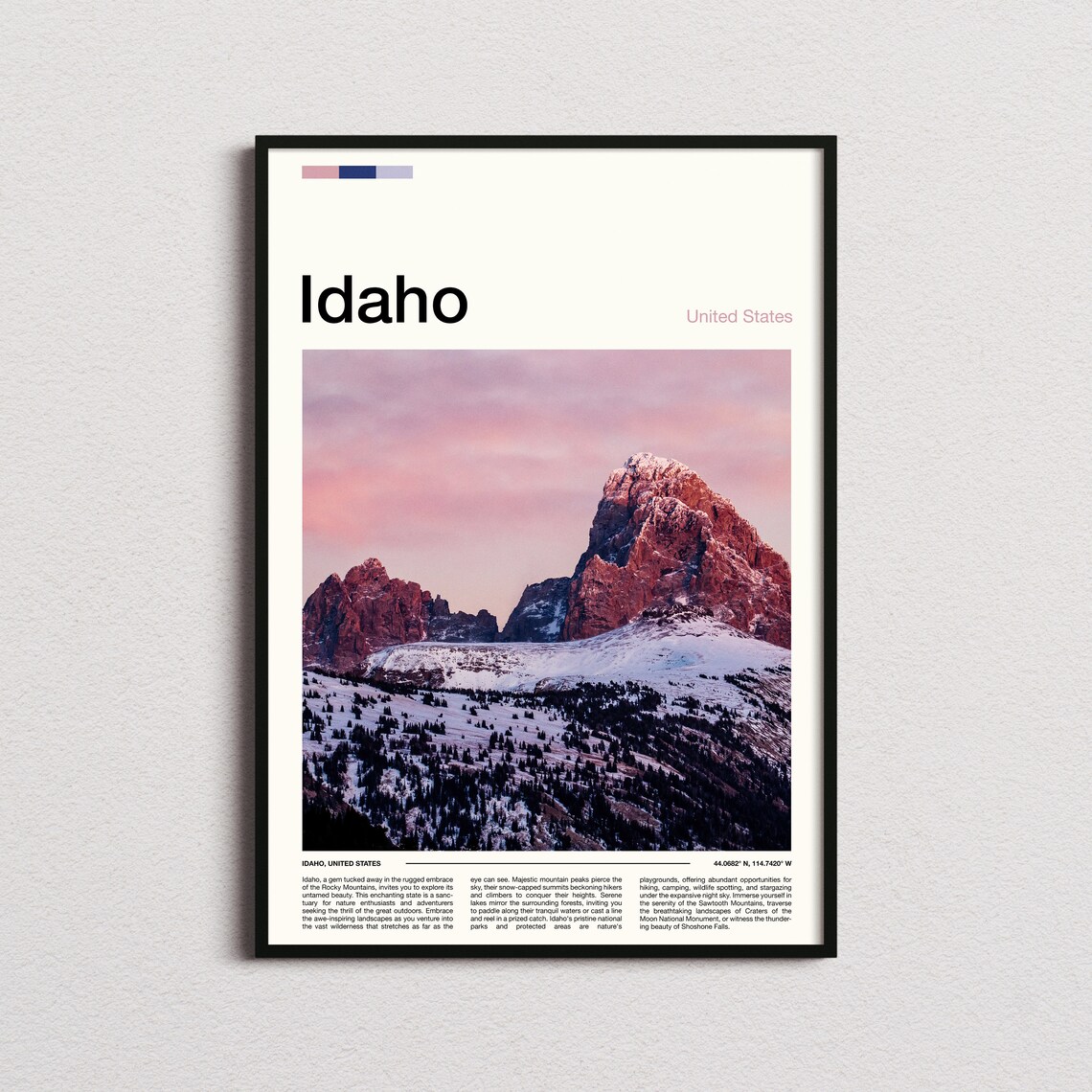 Idaho Scenic Snow Capped Rocky Mountain Peaks Winter Dusk Poster