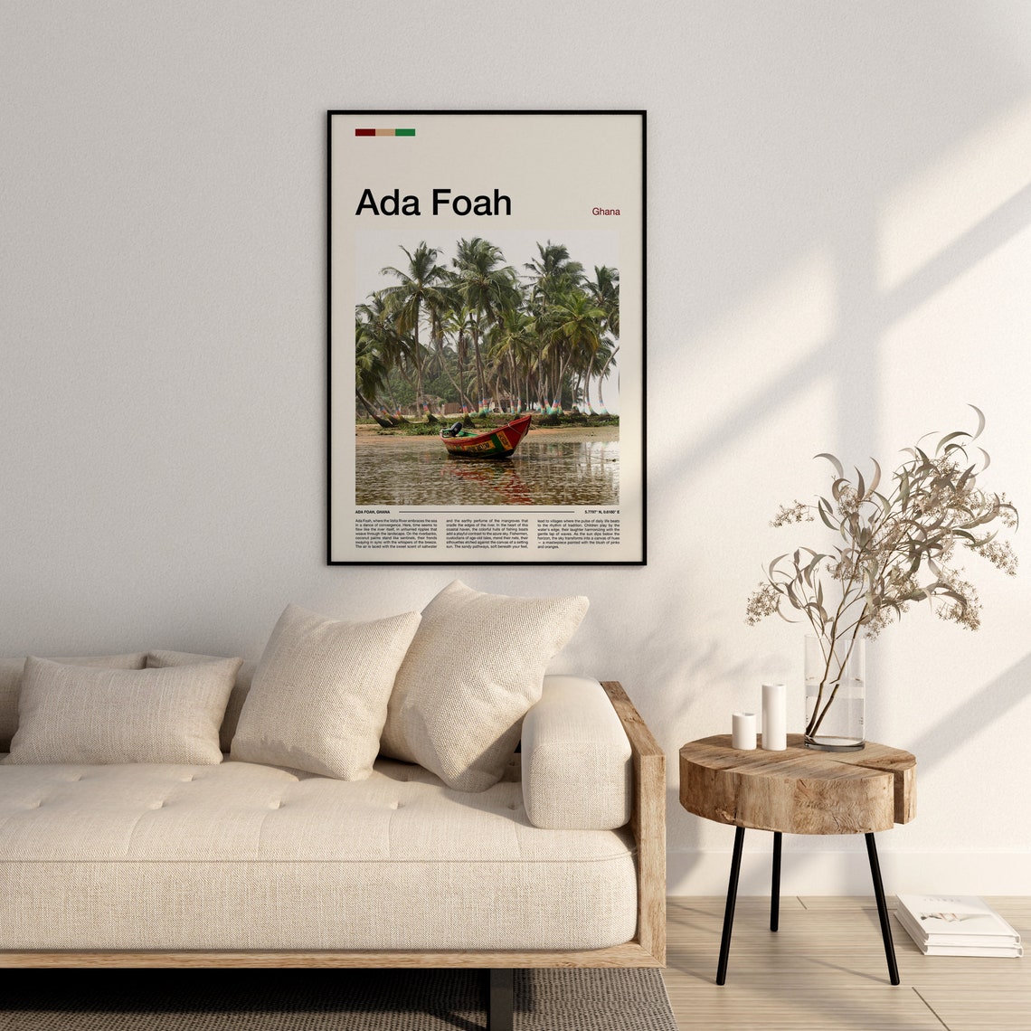 Ada Foah Ghana Painted Fishing Boat River Palms Photo Poster - Image 3