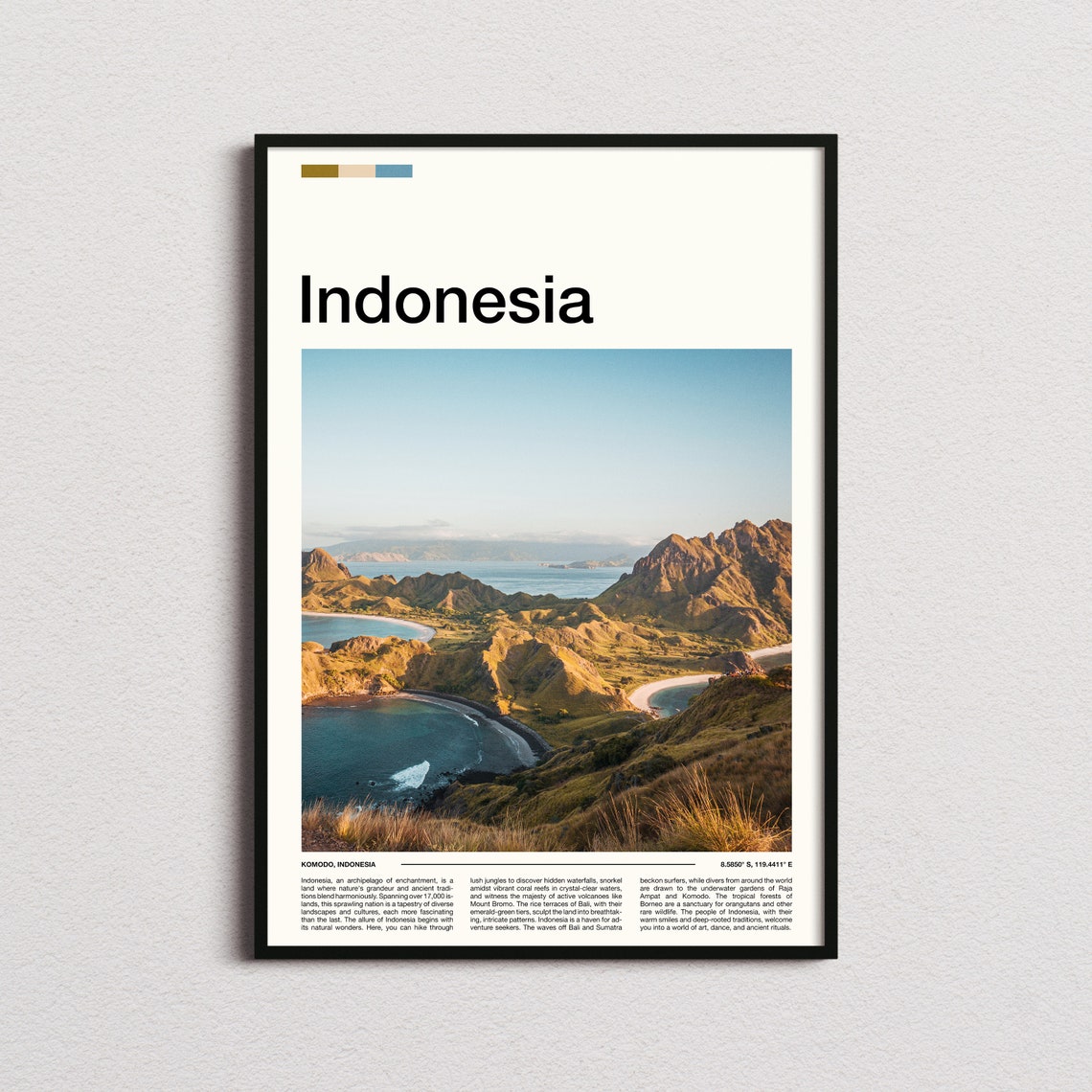 Komodo Indonesia Rugged Island Hills Ocean Coves Aerial Poster