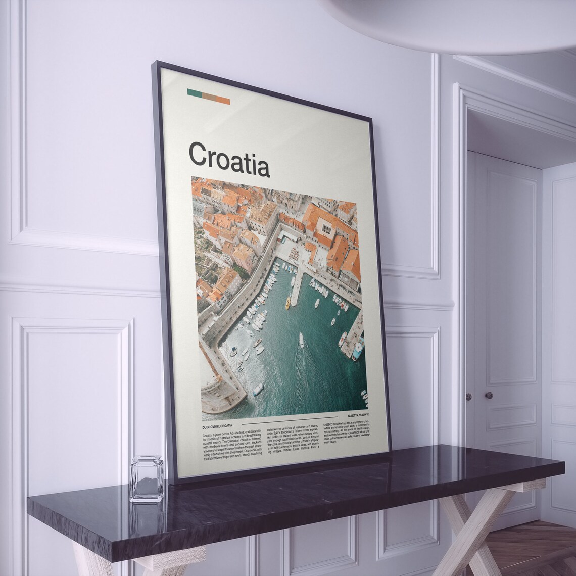 Croatia Dubrovnik Harbor Boats Aerial Minimalist Photo Poster - Image 2