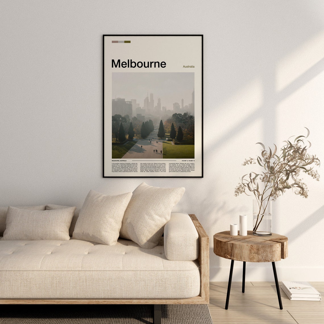 Melbourne Australia Misty City Skyline Memorial Park Avenue Poster - Image 3
