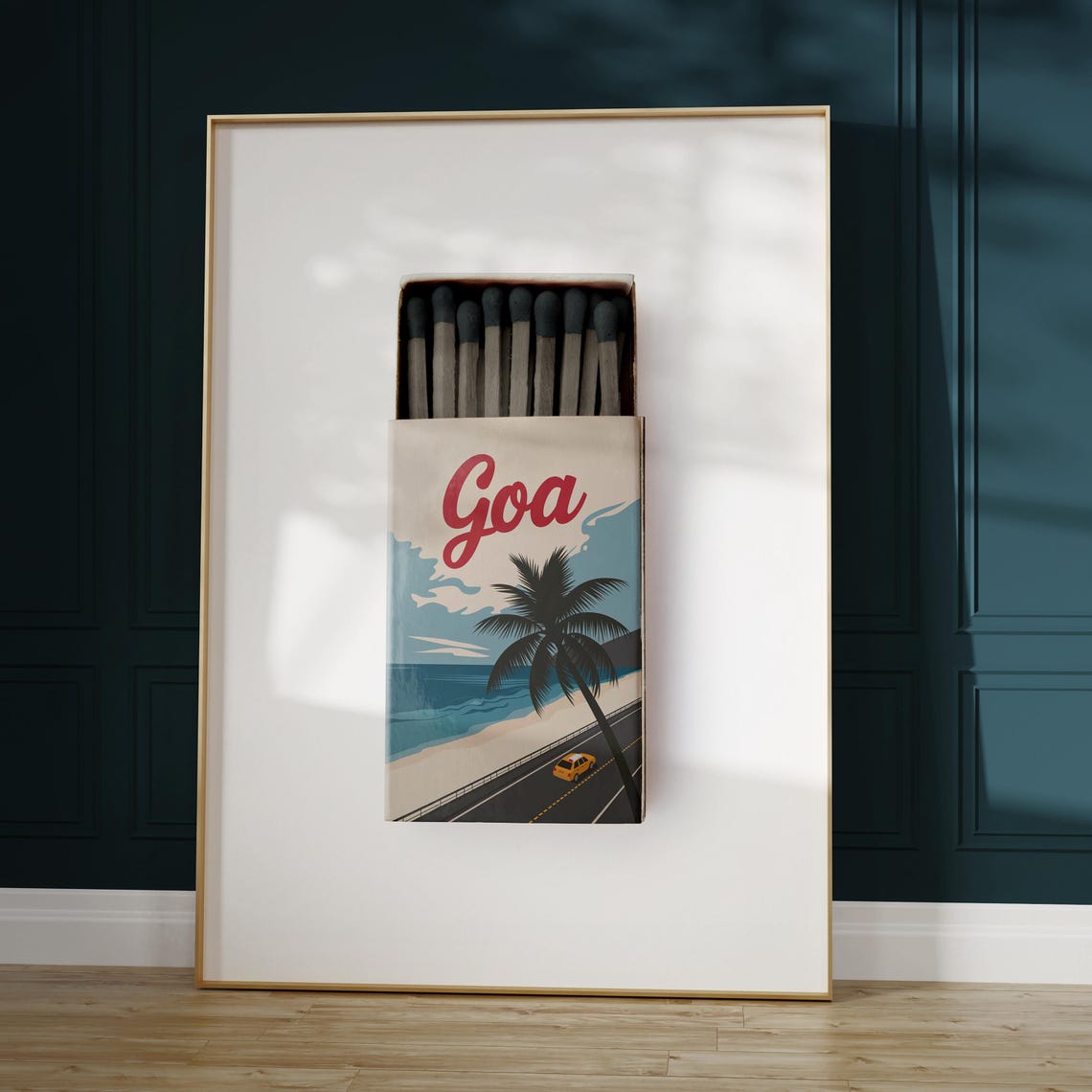 Goa Matchbox Beach Palm Coast Road Vintage Travel Art Poster - Image 5