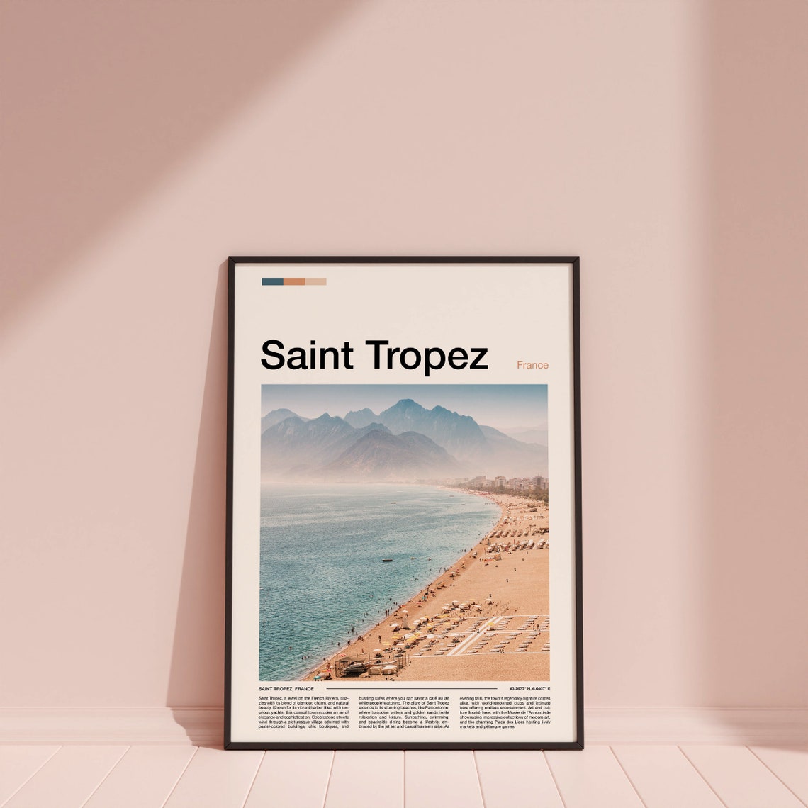 Saint Tropez France Beach Coastline Mountain View Travel Poster - Image 5