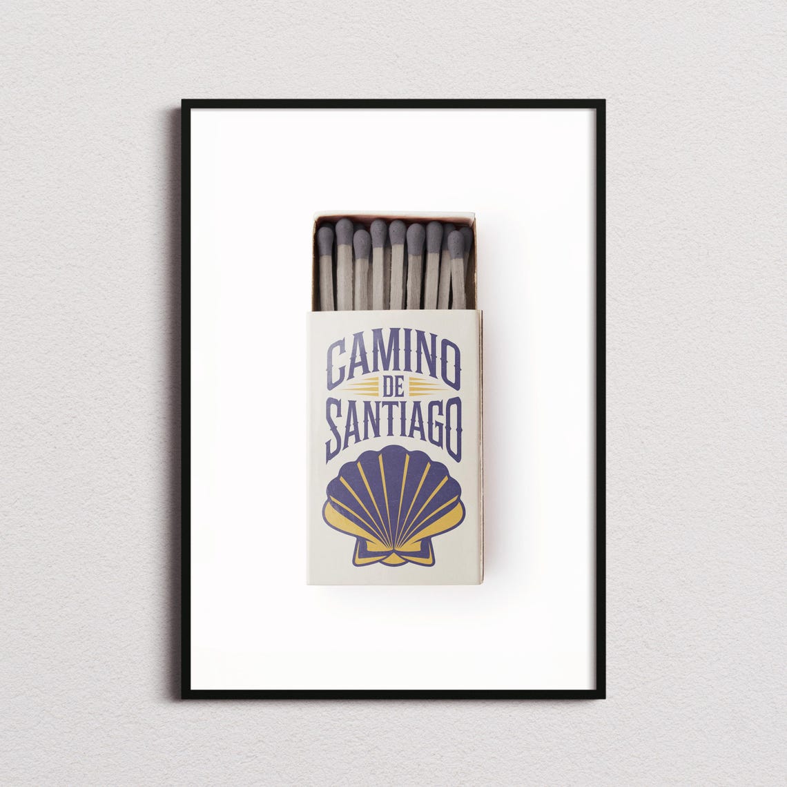 Camino De Santiago Vintage Matchbox Scallop Shell Pilgrim Art Poster