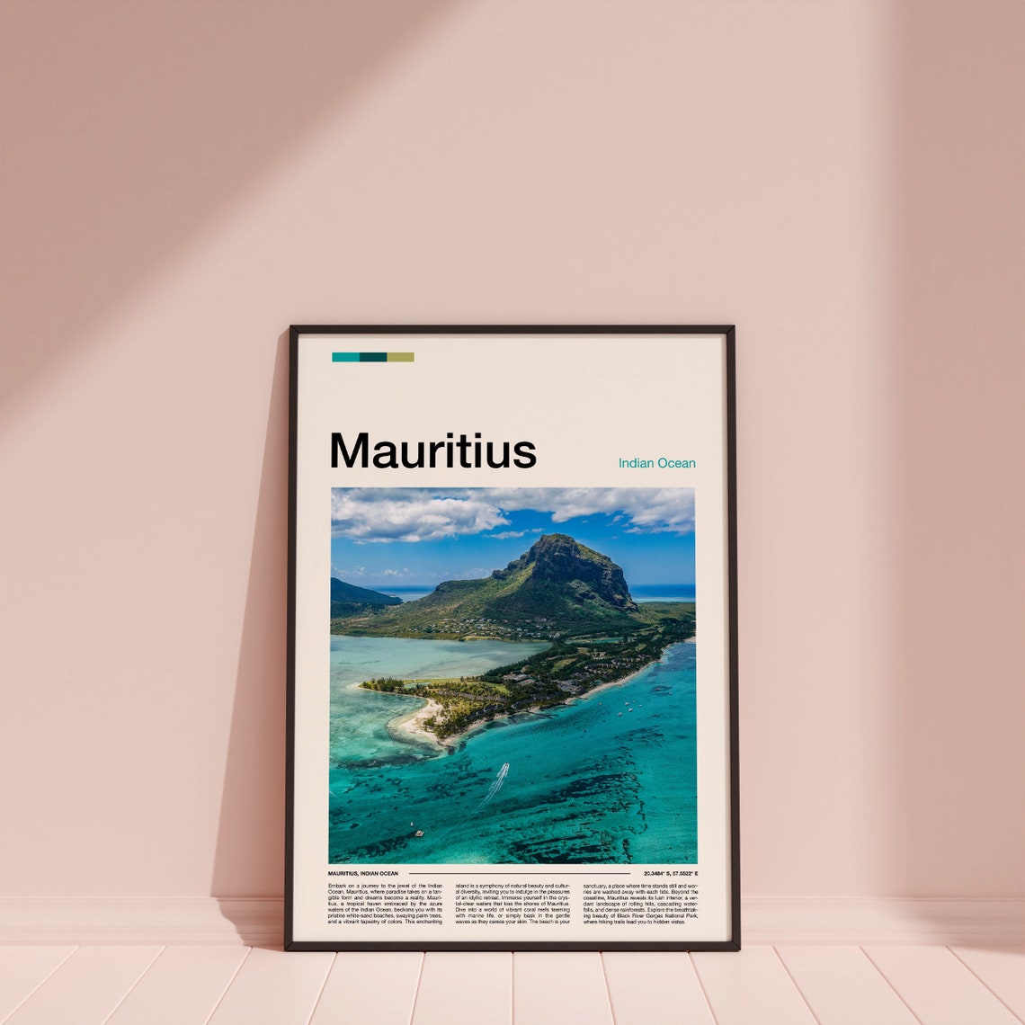 Mauritius Indian Ocean Tropical Le Morne Aerial Lagoon Poster - Image 3