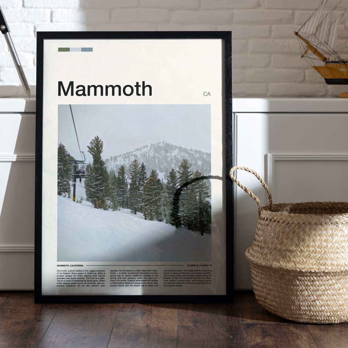 Mammoth California Ski Lift Snowy Pines Minimalist Photo Poster - Image 5