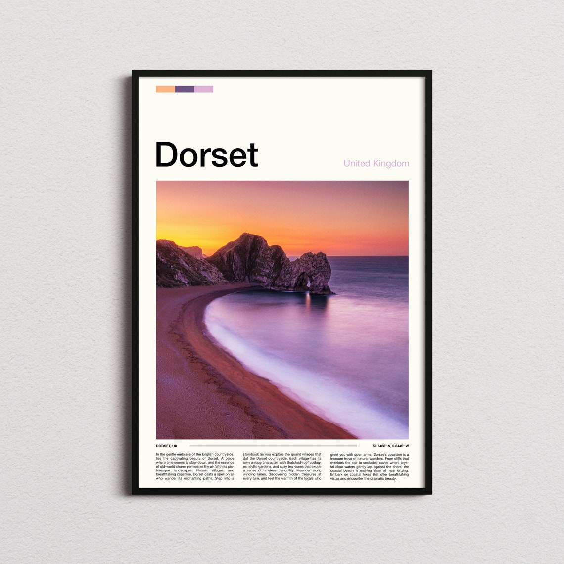 Dorset Durdle Door Violet Dusk Sky Long Exposure Seascape Poster