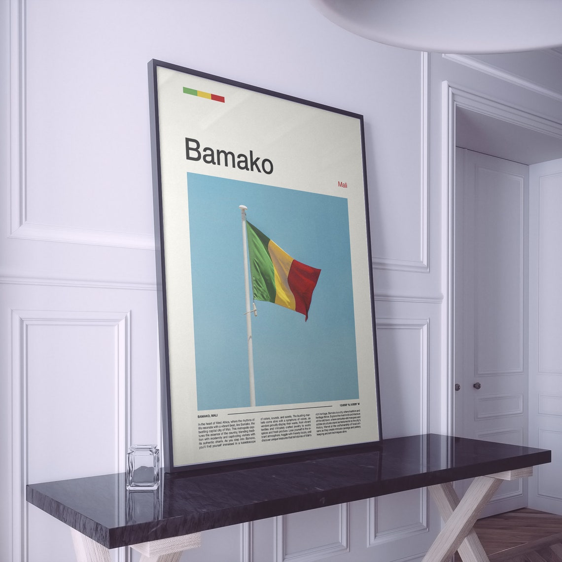 Bamako Mali Green Yellow Red National Flag Waving Blue Sky Poster - Image 2