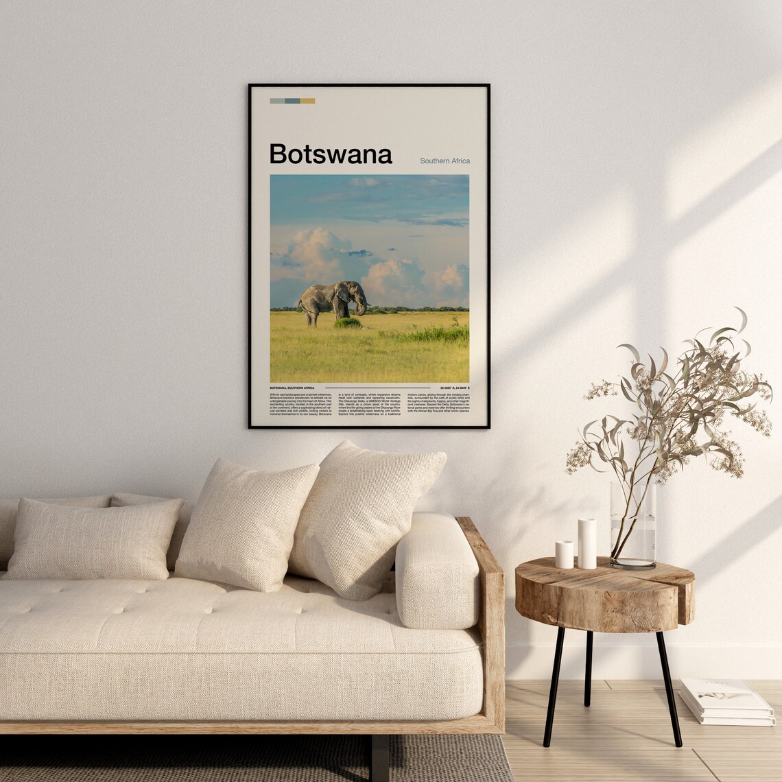 Botswana Elephant Safari Savannah Sunset Wildlife Photo Poster - Image 3