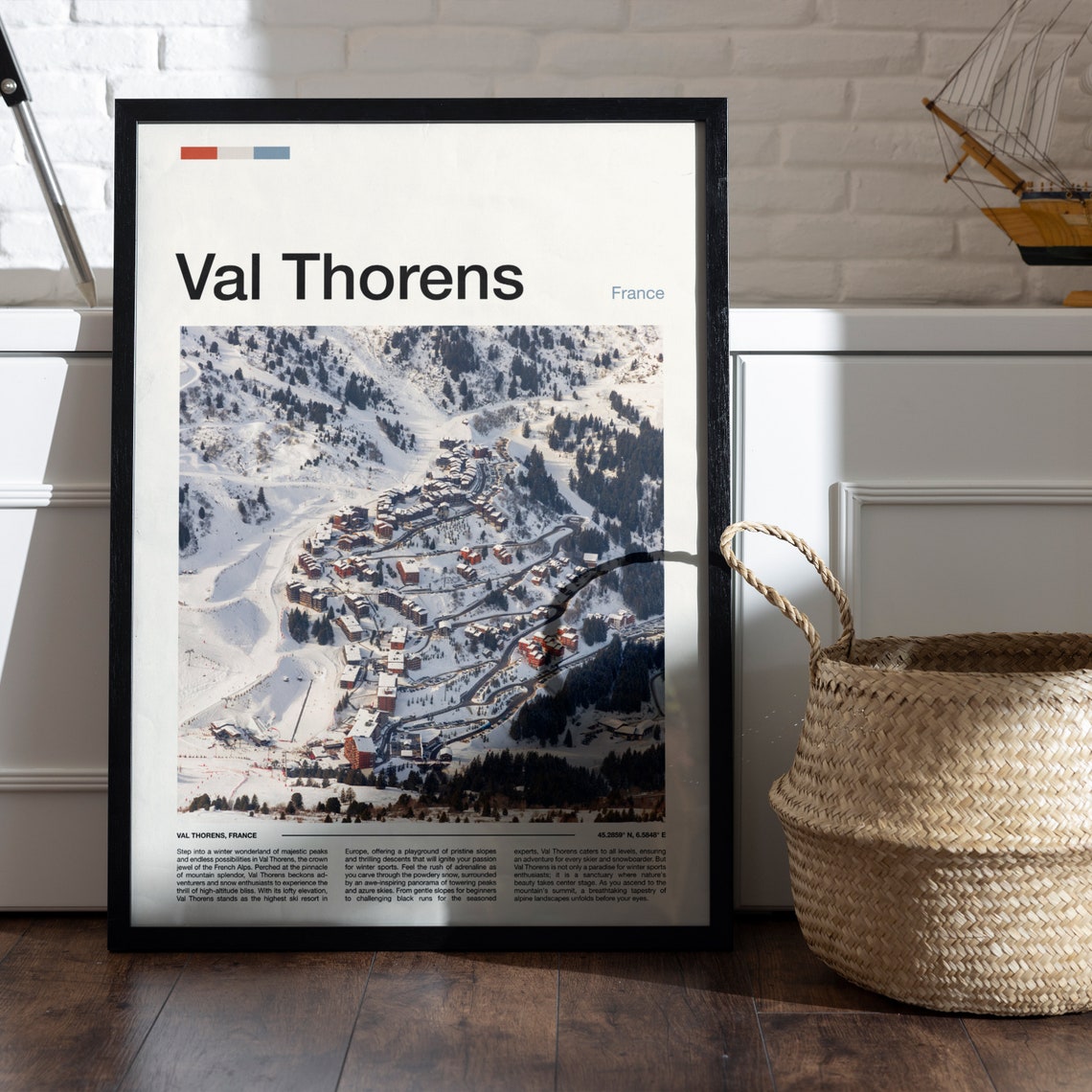 Val Thorens France Alpine Ski Village Aerial Snowy Valley Poster - Image 5