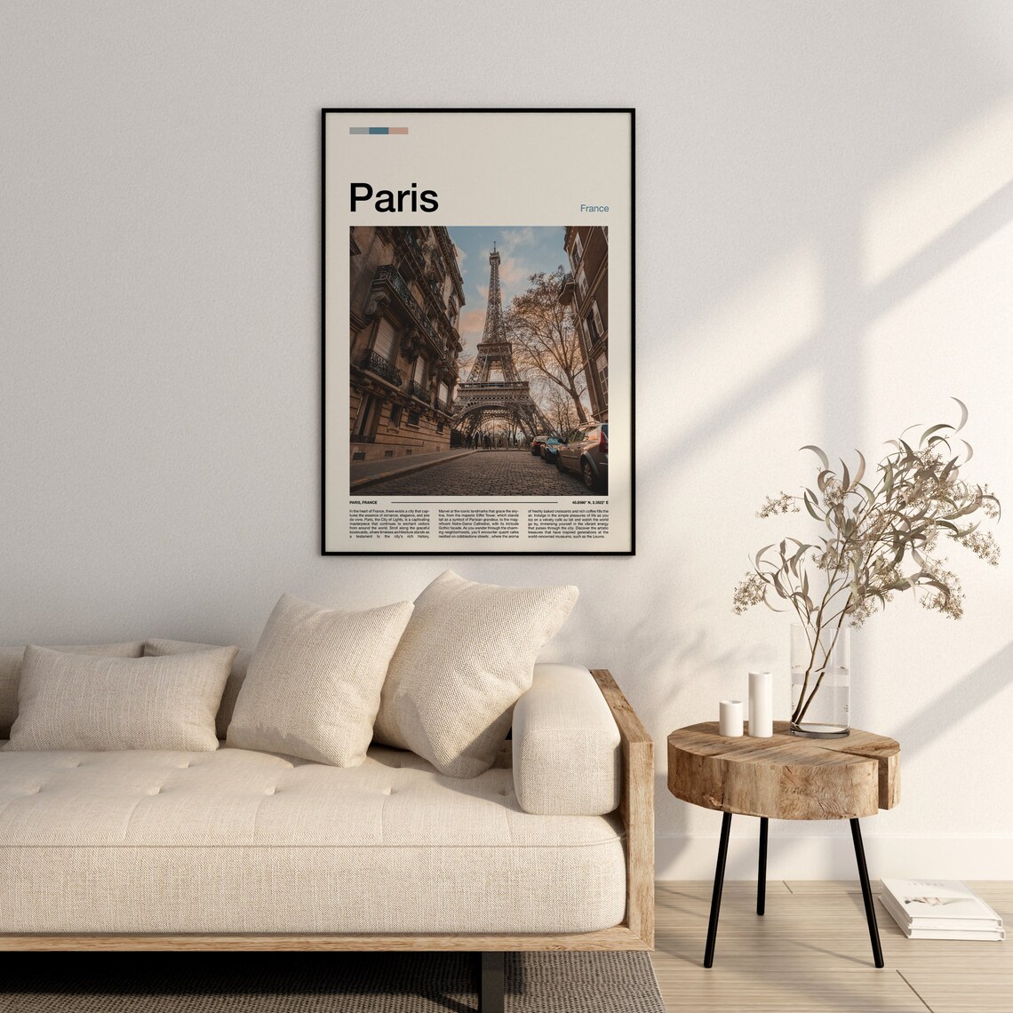 Paris France Eiffel Tower Cobblestone Street View Photo Poster - Image 3